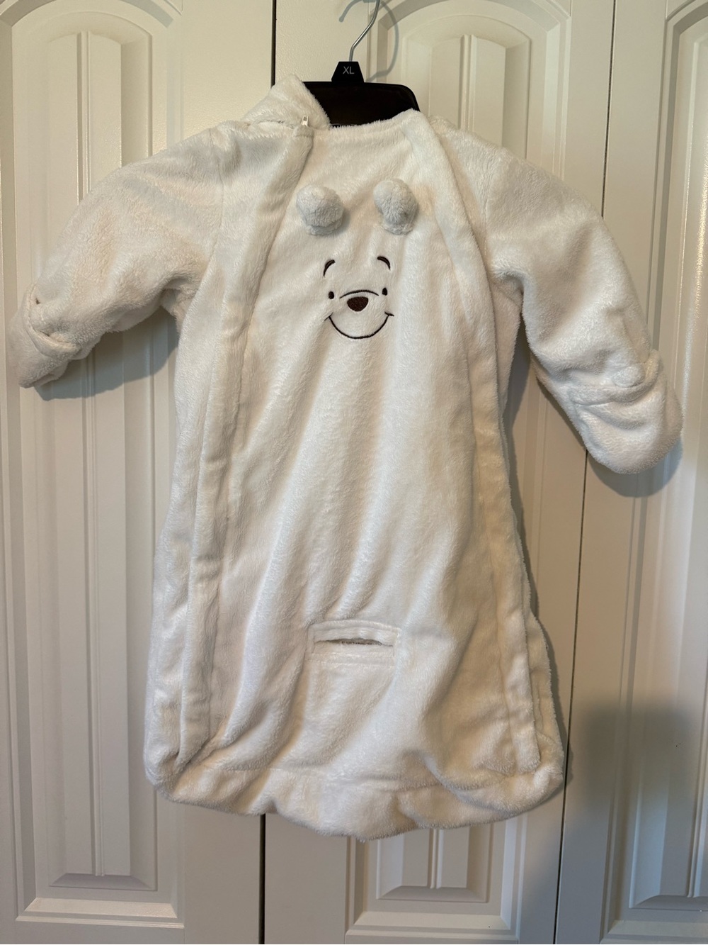 Disney White Plush Bear Face Sleep Sack with Pom-Ear Accents